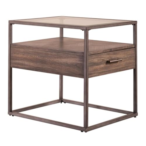 Liberty Furniture Jamestown Glass Top End Table for Living Room - Tobacco - size: End Table