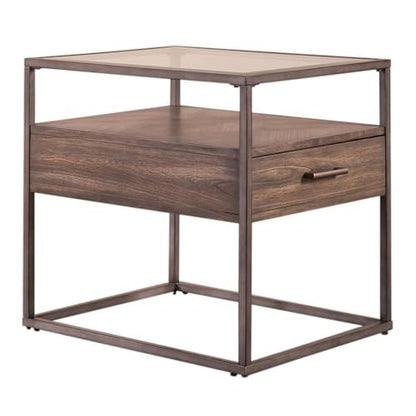 Liberty Furniture Jamestown Glass Top End Table for Living Room - Tobacco - size: End Table