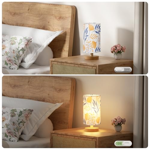 Fenmzee Ginkgo Table Lamp for Bedroom - Inline Control, Small Bedside Lamp with 3000K A15 LED Blub, Easy Assembly (Ginkgo Cream Shade, 9" Inline Control) - color: Ginkgo Cream Shade