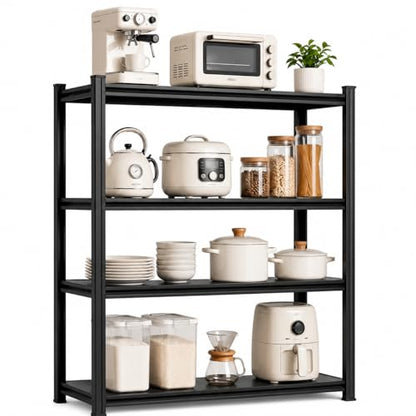 4 Tier Kitchen Storage Shelf, Kitchen Organizers Space Saving All Steel Freestanding Rack, Heavy Duty Metal Shelving Unit, Adjustable Open Shelf for Pantry Organizers and Storage 19.7"W×13.8"D×44.1"H - size: 4 Tier 19.7" W×13.8" D×44.1" H