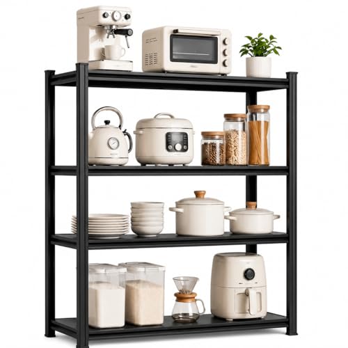 4 Tier Kitchen Storage Shelf, Kitchen Organizers Space Saving All Steel Freestanding Rack, Heavy Duty Metal Shelving Unit, Adjustable Open Shelf for Pantry Organizers and Storage 19.7"W×13.8"D×44.1"H - size: 4 Tier 19.7" W×13.8" D×44.1" H