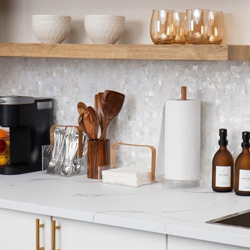 Mind Reader Paper Towel Holder, Kichen Storage, Countertop Organizer, Caddy, Kitchen, Acrylic, 6"L x 6"W x 14.65"H, Brown - style: Paper Towel Holder