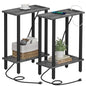 TUTOTAK Narrow Side Table Set of 2, Small End Table with Charging Station | 2-Tier Skinny Sofa Table, Slim Nightstand, Easy Assembly for Living Room, Bedroom, Grey TB01BY0602 - color: Charcoal Grey, size: 2-tier