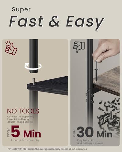 VASAGLE Superfast Toolless Assembly, 6-Tier Shelf for Living Room, Standing Shelf, Bookshelf, Bedroom, Kitchen, 9.4 x 15 x 68.3 Inches, Ebony Black and Ink Black ULLS136B01 - color: Ebony Black + Ink Black, size: 6 Tiers (15"W)