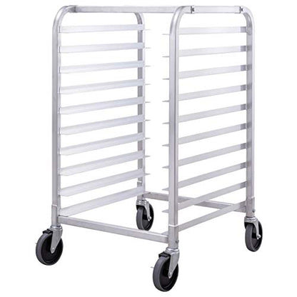 Giantex 10 Tier Aluminum Bakery Rack, Commercial Kitchen Bun Pan Sheet Pan Rack, Mobile Bakers Trolley with Storage Cooling Racks and Lockable Casters