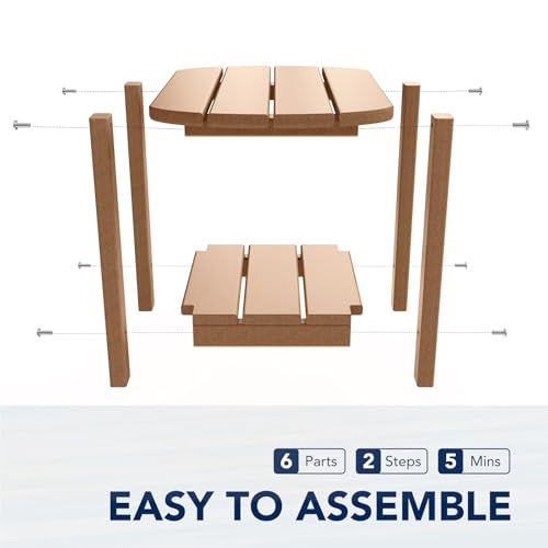 nalone Adirondack Side Table 16.5" Outdoor Side Table HDPE Plastic Double Adirondack End Table Small Table for Patio (Teak) - color: Teak