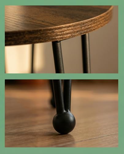17 Inch Tall Metal Plant Stand Indoor,Heavy Duty Flower Pot Holder with 11.5 Inch Modern Round Board Table,Sturdy Metal Tripod Design Side Table,Matte Black