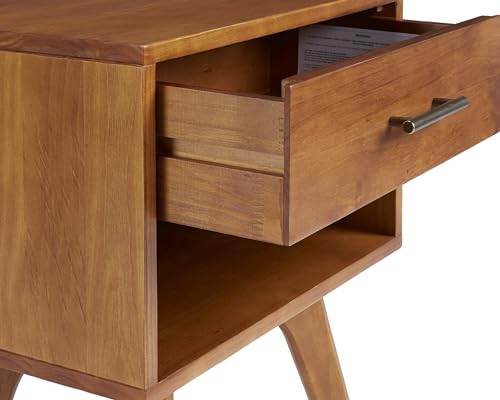 Mid Century Modern One Drawer Nightstand/Constructed of Solid Wood/Castanho Finish - color: Castanho