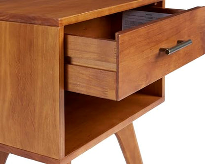 Mid Century Modern One Drawer Nightstand/Constructed of Solid Wood/Castanho Finish - color: Castanho