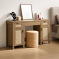 SICOTAS Rattan Vanity Home Office Desk 52" Vanity Table with 3 Drawers | Farmhouse Boho Makeup Vanity Dressing Table with Large Storage, Vanities Desk for Makeup Room, Bedroom, Office - size: 1 Piece, style: Reclaimed Caramel Oak