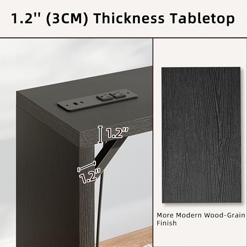 TIQLAB Sofa Table, 79''L x 9.1''W (1.2'' Thickness) Long Console Table Behind Couch, Entryway Table with Angled Metal Frame, Industrial Console Table, Black - color: Black, size: 79''L x 9.1''W x 31.5''H