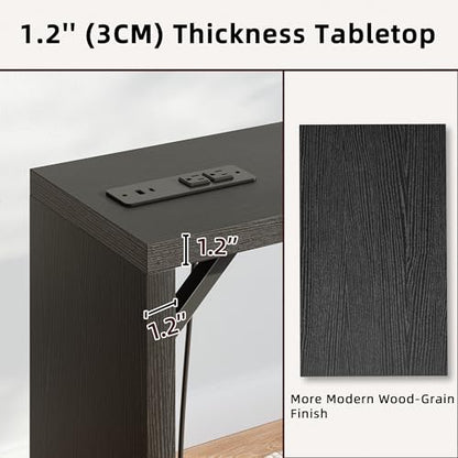 TIQLAB Sofa Table, 79''L x 9.1''W (1.2'' Thickness) Long Console Table Behind Couch, Entryway Table with Angled Metal Frame, Industrial Console Table, Black - color: Black, size: 79''L x 9.1''W x 31.5''H