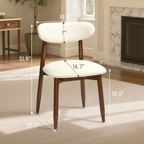 CHUN YI Dining Chairs Set of 2, Upholstered Solid Wood Dining Room Chairs, Mid Century Modern Fabric Kitchen Side Chairs with Ergonomic Curved Back, Beige - color: Beige, size: Set of 2