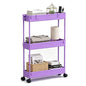 Slim Storage Cart 3 Tier,Bathroom Organizer Rolling Utility,Mobile Shelving Unit Slide Out for Office, Kitchen, Laundry Room & Narrow Places,Purple - color: Purple
