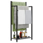 16.9" W Freestanding Towel Rack with Oak Grey Wood Shelf | 3 Tier Blanket Ladder Stand for Bathroom Living Room, Metal Frame,31.5"H x 16.9"W x7.9"D - color: Oak Grey, size: 31.5"H x 16.9"W x7.9"D