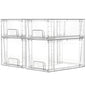 Vtopmart Clear Stackable Storage Drawers, 4 Pack Kitchen Cabinet Set | Medium and Small Pull-Out PET Drawers with Stackable Design for Kitchen Cabinets, Pantry, Under Sink, Medicine - style: 2 Medium+2 Small