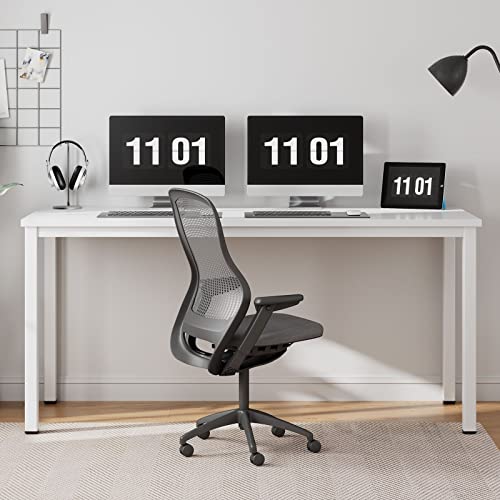 Need 63 Inch Large Computer Desk, Ample Legroom, Metal Frame, All White | Home Office Desk, Basic Sturdy Writing Table, Adjustable Feet, Water-Resistant, Dorms & Bedrooms, Easy Assembly, Game & Study - color: White, size: 63 inches