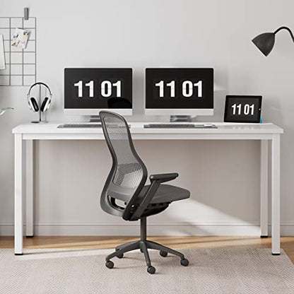 Need 63 Inch Large Computer Desk, Ample Legroom, Metal Frame, All White | Home Office Desk, Basic Sturdy Writing Table, Adjustable Feet, Water-Resistant, Dorms & Bedrooms, Easy Assembly, Game & Study - color: White, size: 63 inches