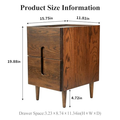 Narrow Nightstand, Mid Century Modern Nightstand, Solid Wood Bedside Table, Side Table witn Drawers (Walnut, 11.81inches) - color: Walnut, size: 11.81inches