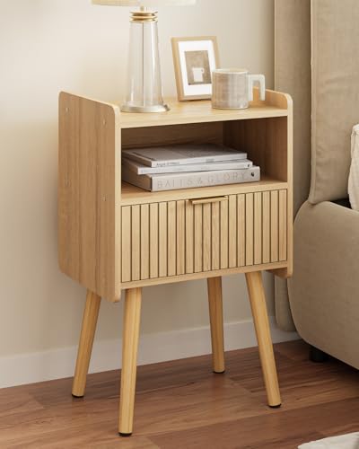 Night Stand, Modern Side Table, Small Nightstand, Wood Bedside Table with Storage Drawer End Table for Bedroom,Living Room,Office,Oak - color: Natural