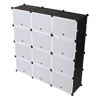 21 Cube Storage Organizer, Closet Storage Shelves with DIY Closet Cabinet Bookshelf Plastic Square Organizer Shelving for Home, Office, Bedroom (White-21 Cube)