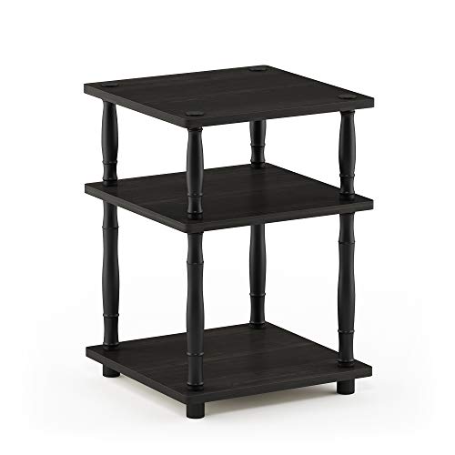 Furinno Turn-N-Tube Night Stand, 3-Tier Square Nightstand, Open Shelf Side Table, End Table with Classic Tube, for Living Room, Bedroom, Espresso - color: Espresso/Black, size: 3-Tier, Classic Tube