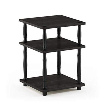 Furinno Turn-N-Tube Night Stand, 3-Tier Square Nightstand, Open Shelf Side Table, End Table with Classic Tube, for Living Room, Bedroom, Espresso - color: Espresso/Black, size: 3-Tier, Classic Tube