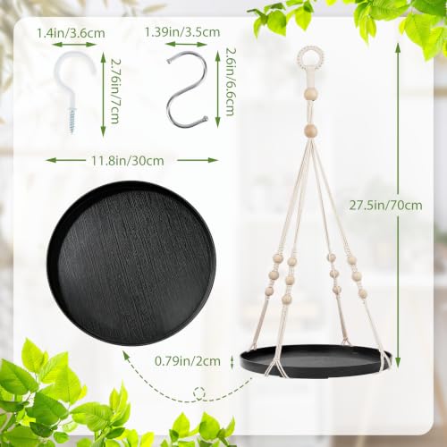 GREANER 2PCS Macrame Plant Hanger, Black Hanging Macrame Plant Holder with Handmade Cotton, Plant Window Hanger for Indoor and Outdoor Use - color: Black