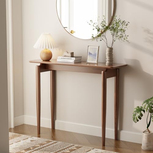 AQIMUELE Wood Console Table Walnut Entryway Table, Thin Console Table, Sofa Tables for Living Room (39.4'') - color: Walnut, size: 39.4"W x 11.8"D x 29.9"H
