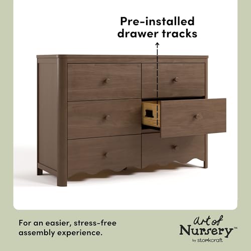 Storkcraft Casablanca 6 Drawer Dresser, Hazelnut | GREENGUARD Gold Certified, Brown Dresser for Bedroom, Kids & Nursery Storage Chest, Safety Interlocking Drawers, Kids Bedroom - color: Hazelnut, style: 6 Drawer Dresser
