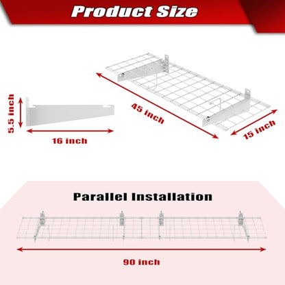 WALMANN 2 Pack Garage Wall Shelves, 45x15 inch Wall Mounted Storage Shelves for Garage Heavy Duty Floating Shelf, Holds Up to 220 lbs(White) - color: White-15x45