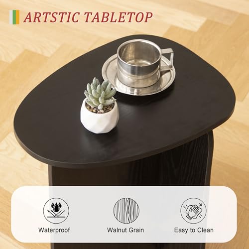 AWASEN Black Side Table, Small Triangle End Table Living Room, Black | Modern Accent Table with Unique Tabletop, Mini Bedside Table for Small Spaces - color: Black