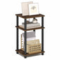 Furinno Turn-N-Tube 3-Tier Toolless Side Table, Narrow Printer Stand with Open Shelf, End Table, Night Stand, for Living Room, Bedroom, Brown Walnut - color: Brown Walnut/Black