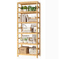 FOTOSOK 6-Tier Bamboo Shelf with Adjustable Shelves, Bamboo Kitchen Cabinet | Tall Bamboo Bookshelf and Plant Shelf with 250-lb Shelf Capacity for Laundry Bathroom Kitchen Pantry Home Office - color: Natural
