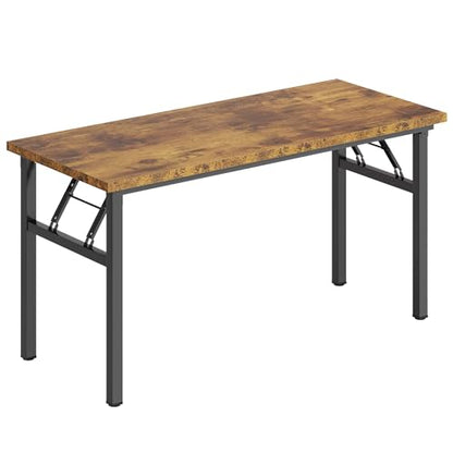 Need Home Office Desk - 62 Inches Large Computer Desk Sturdy Black Table Foldable Desk Gaming Computer Table No Assembly Required Rustic Brown AC5FB(157.5 * 60) - color: Rustic Brown & Black Frame, size: 62 inch
