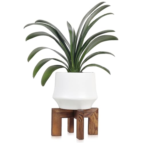 Vigordream Plant Stand, Indoor/Outdoor Wood Plant Holder, Single Flower Pot Stand, Sturdy Planter Stands (Walnut, Fit 5-9 Inch Pots) - size: Fit 5-9 Inch Pots