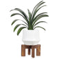 Vigordream Plant Stand, Indoor/Outdoor Wood Plant Holder, Single Flower Pot Stand, Sturdy Planter Stands (Walnut, Fit 5-9 Inch Pots) - size: Fit 5-9 Inch Pots
