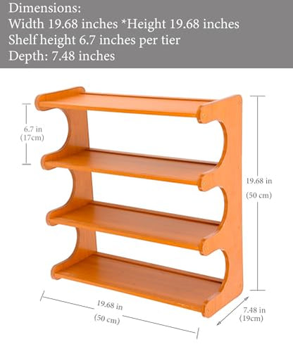 Shoe Rack Bamboo Stackable Freestanding Wooden Shoe Storage Storage Rack Suitable for Narrow entryways,Closets,garages, and Dorm Rooms (Light Brown, 4 Tier (19.68 in)) - size: 4 Tier (19.68 in)