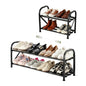 2-Tier Shoe Rack for Closet, 16"-32" Expandable Shoe Rack, Adjustable for Entryway Closet Doorway Sturdy Metal, Black - color: 2 Layers and 6 Tubes