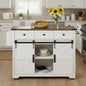 Ball & Cast Kitchen Island with Storage,53.7" Farmhouse Rolling Kitchen Island Cart w/Power Outlet & Drop Leaf,Mobile Island Table w/3 Drawers,Towel Rack and Spice Rack,for Home and Dining Room,White - color: White