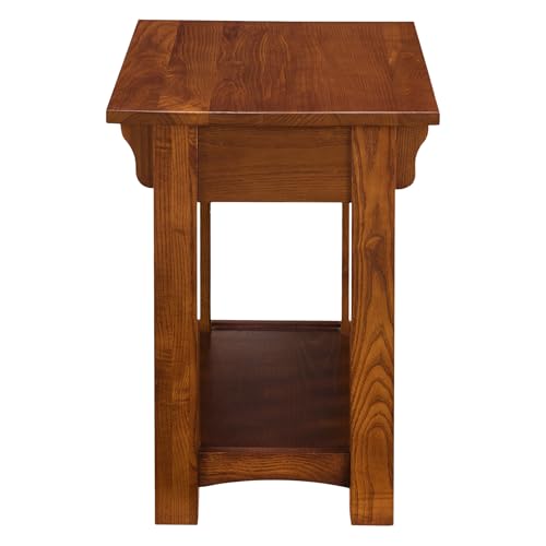 Leick Home Mission End Table, Solid Wood Construction, One Drawer, Bottom Display Shelf, Slatted Sides, Easy-Assembly, Medium Oak, 25.0 in. L x 17.0 in. W x 23.0 in. H, 8206 - color: Medium Oak / Blackened, size: Chairside