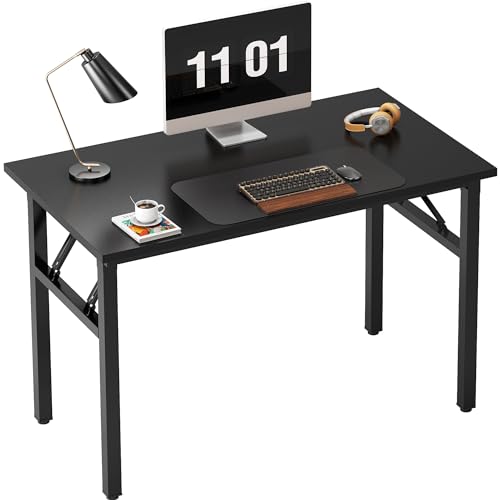 Need Folding Computer Desk - 39.4 Inch Foldable Office Writing Work Study Kids Student Teacher Home Bedroom Table for Small Space, Black - color: Black, size: 39.4 inches