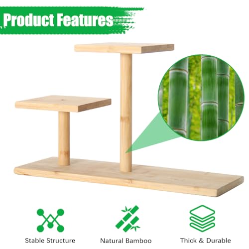 Desktop Plant Stand Indoor Bamboo Mini 3 Tiered Windowsill Shelf Desk Tabletop Shelf Holder Desk Organizer Display Rack for Outdoor Garden Balcony Patio