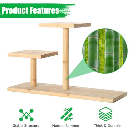 Desktop Plant Stand Indoor Bamboo Mini 3 Tiered Windowsill Shelf Desk Tabletop Shelf Holder Desk Organizer Display Rack for Outdoor Garden Balcony Patio