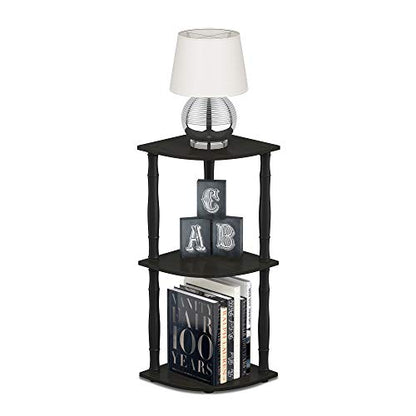3-Tier Corner Display Storage Shelves with Open Shelves, Toolless Assembly Bookshelf, Classic Tube Corner Shelf, for Organization and Storage, Home Office, Living Room, Espresso
