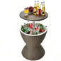 Tangkula Outdoor Cool Bar Table, Rattan Style Patio 8 Gallon Beer and Wine Cooler, All-Weather Ice Bucket w/Height Adjustable Top, Drainage Plug, 3-in-1 Cocktail Coffee Table for Party, Pool (Coffee) - color: Coffee