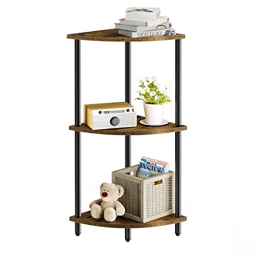 SRIWATANA 3-Tier Corner Shelf Stand for Small Space, 29.5" Standing Corner Shelf, Vintage Corner Display and Storage Shelf for Bedroom, Living Room, Home Office - size: 3-Tier