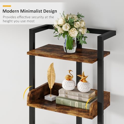 Hosfais Book Shelf Narrow Bookshelf: 5 Tier Wood Bookcase with Metal Edge Protection Industrial Modern Bookshelf Book Storage Organizer for Living Room Bedroom Home Office (Rustic Brown) - color: Brown
