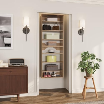ROOMTEC Modular Closet System, 31.5" Shelf Closet Tower Wall-Mounted Closet Organizer, Wooden Tower for Walk-In Closets, Wardrobe Storage Kit, Wood - size: 31.5" Wide, style: Model 10