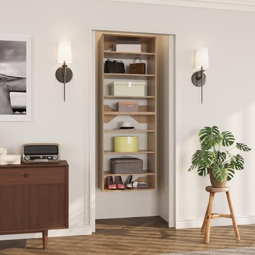 ROOMTEC Modular Closet System, 25.5" Shelf Closet Tower Wall-Mounted Closet Organizer, Wooden Tower for Walk-In Closets, Wardrobe Storage Kit, Wood - size: 25.5" Wide, style: Model 10